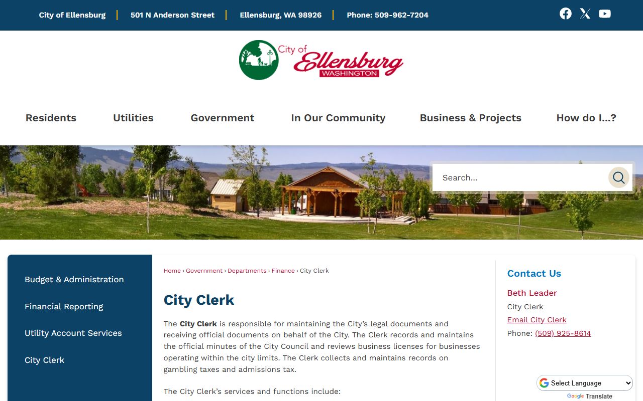 Ellensburg Residents Directory