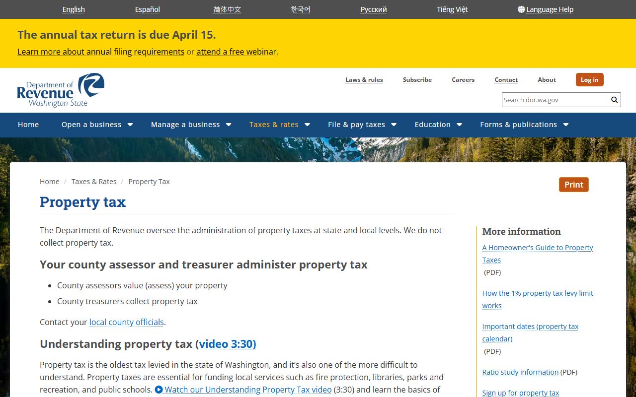 Washington Residents Directory property tax search